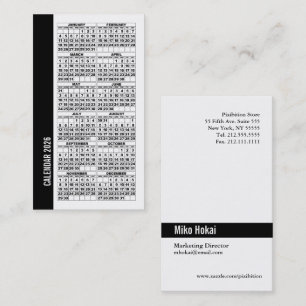 2026 Calendar Wallet Sized Business Card White