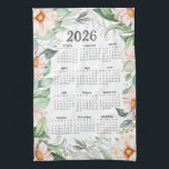 2026 Calendar Watercolor Eucalyptus Orange Floral Tea Towel<br><div class="desc">This design features delicate Watercolor blossoms paired with soft green eucalyptus leaves that gives it an airy,  elegant,  and calming look.</div>