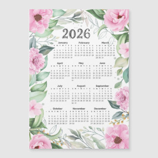 2026 Calendar Watercolor Eucalyptus Pink Floral