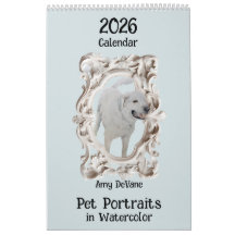 2026 Calendar Watercolor Pet Portraits by Amy DeVa