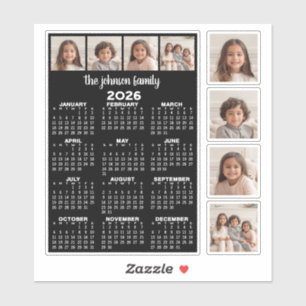 2026 Calendar with 4 Photo Collage and 4 square
