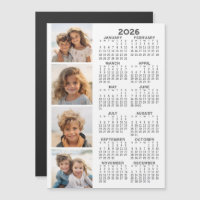 2026 Calendar with 4 Photo Collage Magnetic Card