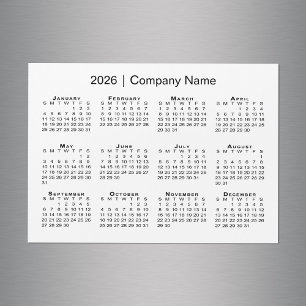 2026 Calendar with Company Name White Magnet
