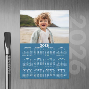2026 Calendar with Photo - Year View Magnetic Card