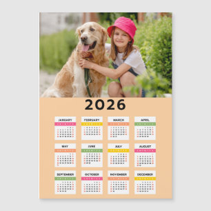 2026 Calendar with Photo - Year View Magnetic Card