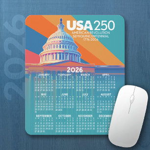 2026 Calendar with USA 250 Capital Dome America Mouse Pad