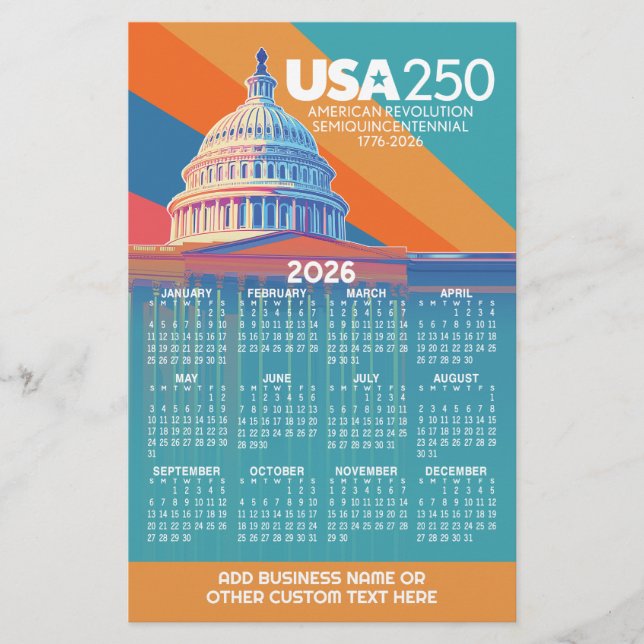 2026 Calendar with USA 250 Capital Dome America Stationery (Front)
