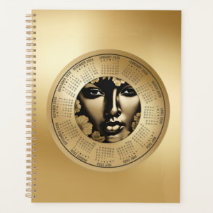 2026 Calendar Woman's Gold Face Planner