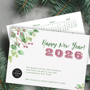 2026 calendar your logo business New Year holiday Card