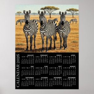 2026 Calendar, Zebras, African Safari, Africa Poster