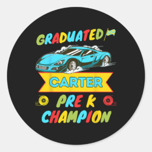 2026 Car Carter Personalised Last Day Of Pre K Gra Classic Round Sticker