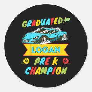 2026 Car Logan Personalised Last Day Of Pre K Grad Classic Round Sticker