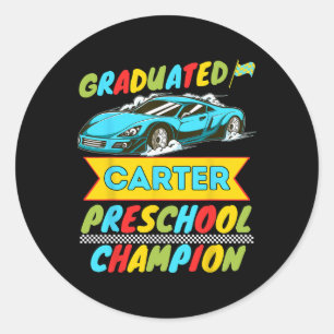 2026 Carter Personalised Last Day Of Preschool Gra Classic Round Sticker