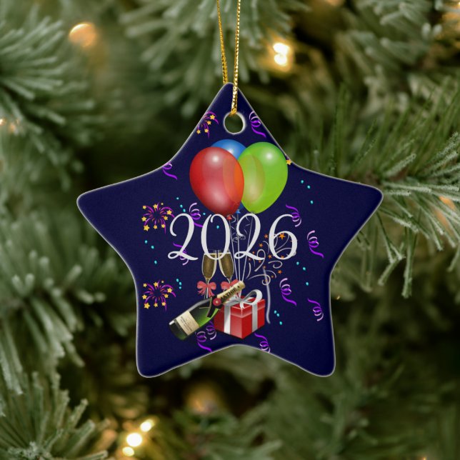 2026 Celebrate, time to party.  Ceramic Ornament (Tree)