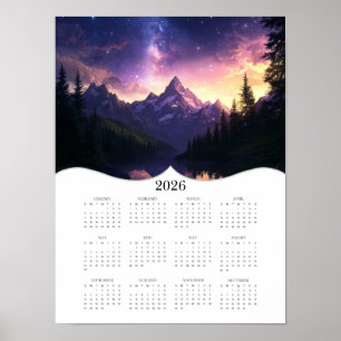 2026 Celestial Mountain Full Year Wall Calendar Poster