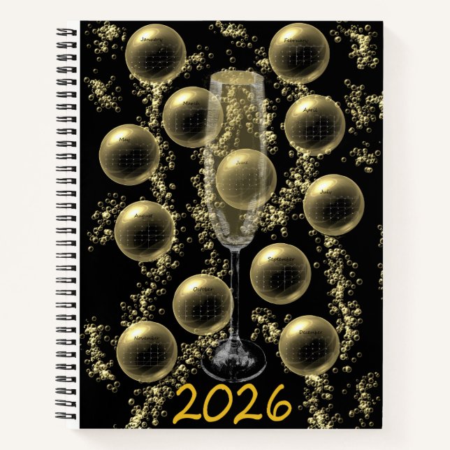 2026 Champagne Calendar Notebook (Front)