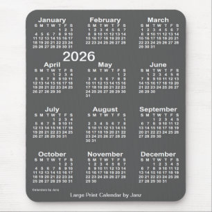 2026 Charcoal Large Print Calendar by Janz Mouse Pad