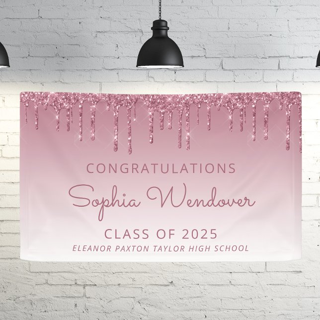 2026 Chic Burgundy Glitter Drip Graduation Banner (Creator Uploaded)