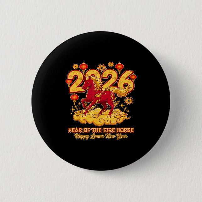 2026 Chinese New Year Of The Horse Lunar Zodiac  6 Cm Round Badge (Front)