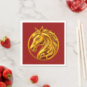2026 Chinese New Years- Gold Horse Napkin