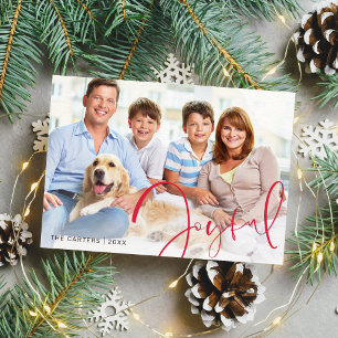 2026 CHRISTMAS PHOTO fun script overlay red joyful Holiday Card