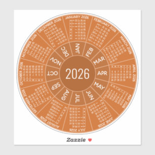 2026 Circle Calendar - Modern Shades - Terra Cotta