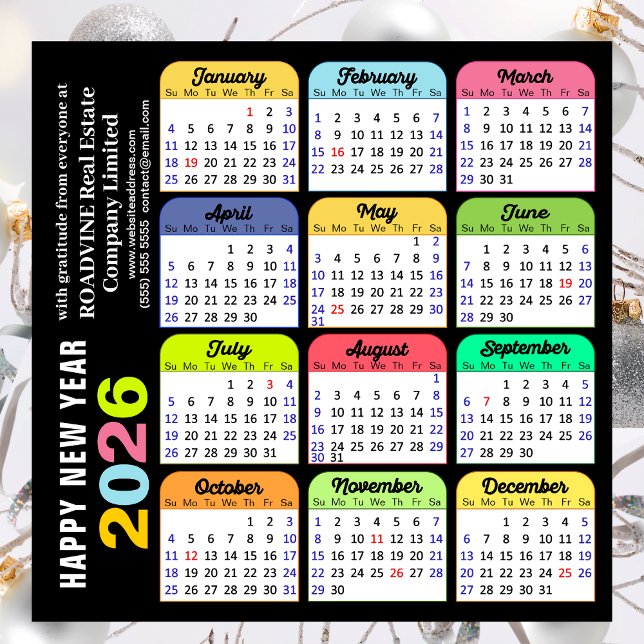 2026 Colour Calendar Modern Black Corporate Magnet (Creator Uploaded)