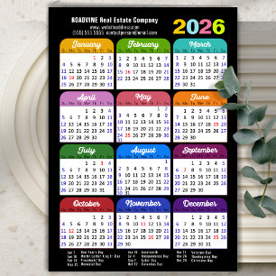 2026 Colour Calendar US Holidays Corporate Magneti