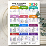 2026 Colour Calendar US Holidays Corporate Magneti<br><div class="desc">Modern and simple multi colour 2026 Calendar Corporate Magnetic Card. All the texts are pre-arranged for you to personalise easily and quickly with your own details. Wish you all a Happy Holidays and an Amazing New Year! For many other card designs, please visit : (Business Holiday Cards) https://www.zazzle.com/collections/119095696689680604 (Business Magnetic...</div>