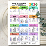 2026 Colour Calendar US Holidays Corporate Magneti<br><div class="desc">Modern and simple Multi Colour 2026 Calendar Corporate Magnetic Card. All the texts are pre-arranged for you to personalise easily and quickly with your own details. Wish you all a Happy Holidays and an Amazing New Year! For many other card designs, please visit : (Business Holiday Cards) https://www.zazzle.com/collections/119095696689680604 (Business Magnetic...</div>