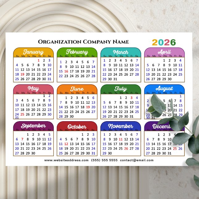 2026 Colour Calendar US Holidays Corporate Magneti (Creator Uploaded)