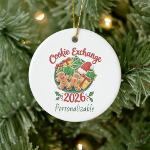 2026 Cookie Exchange Christmas Cookie Party Ceramic Ornament
