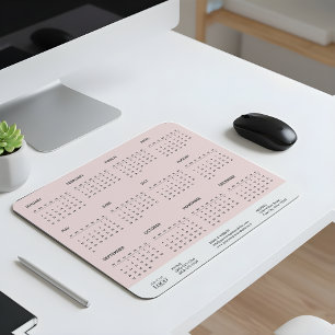 2026 Corporate Full Year Calendar Giveaway Pink Mouse Pad