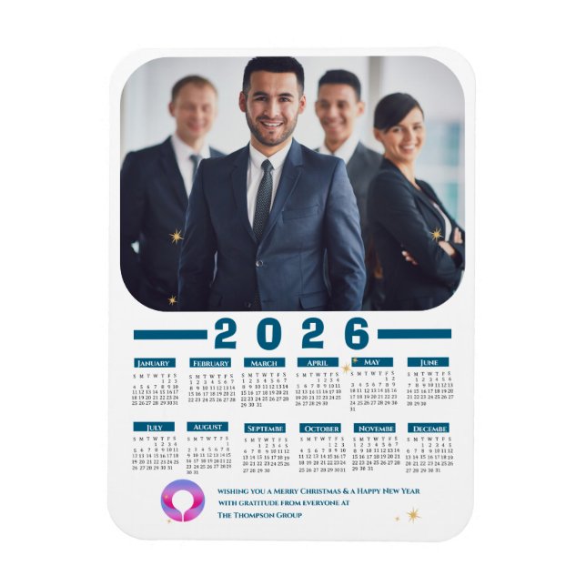 2026 Corporate Photo Calendar Business Holiday Magnet (Vertical)