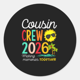 2026 cousin crew summer vacation beach family classic round sticker