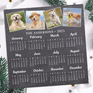 2026 Custom 4 Photo Rustic Chalkboard Calendar