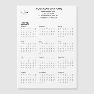 2026 Custom Company Logo Magnetic Calendar Card