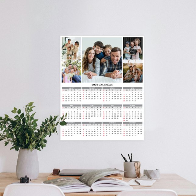 2026 Custom Family Five Photo Calendar Poster (Personalize 2026 with our custom photo calendar poster—display favorite photos and stay organized.)