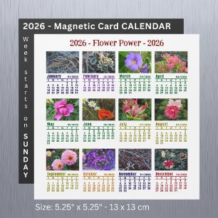 2026 Custom Flower magnetic Calendar starts Sunday