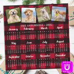 2026 Custom Pet Photo Collage Red Plaid Calendar<br><div class="desc">2026 Photo Calendar Magnet Cards - Send New Year Greetings or include in your Christmas gifts, these 5x7 photo calendar cards are perfect as Christmas and New Year cards to family and friends. Perfect to highlight or circle special family dates, anniversaries, birthdays, and reunions. Personalise these full year photo calendar...</div>