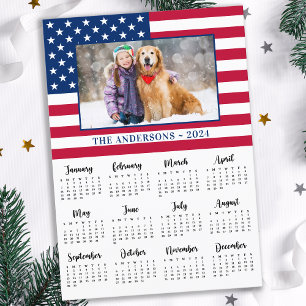 2026 Custom Photo American Flag Patriotic  Holiday Card
