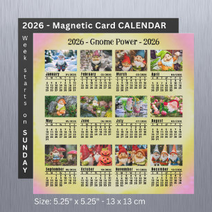 2026 Custom Photo Gnome Calendar Sunday start