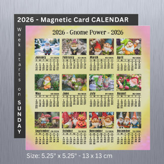 2026 Custom Photo Gnome Calendar Sunday start