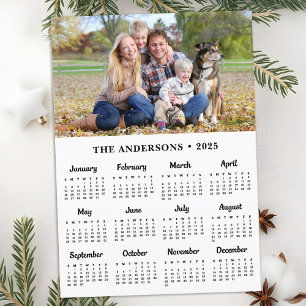 2026 Custom Photo Modern Family 12 Month Calendar Holiday Card