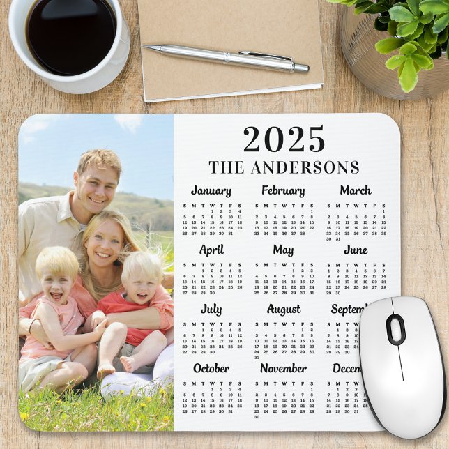 2026 Custom Photo Modern Family 12 Month Calendar Mouse Pad (Creator Uploaded)