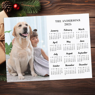 2026 Custom Photo Pet Dog Kids 12 Month Calendar Holiday Postcard
