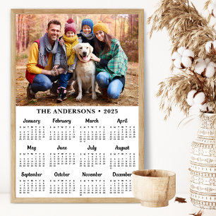 2026 Custom Photo Simple Modern 12 Month Calendar Poster