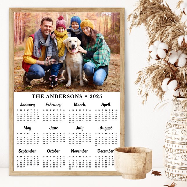 2026 Custom Photo Simple Modern 12 Month Calendar Poster (Creator Uploaded)
