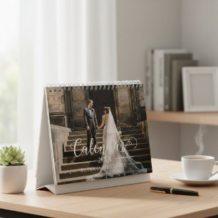 2026 Custom Wedding Photo Chic Script Calendar