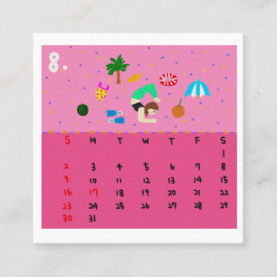 2026 Cute Cartoon Yoga Poses Calendar, Health  Square Business Card